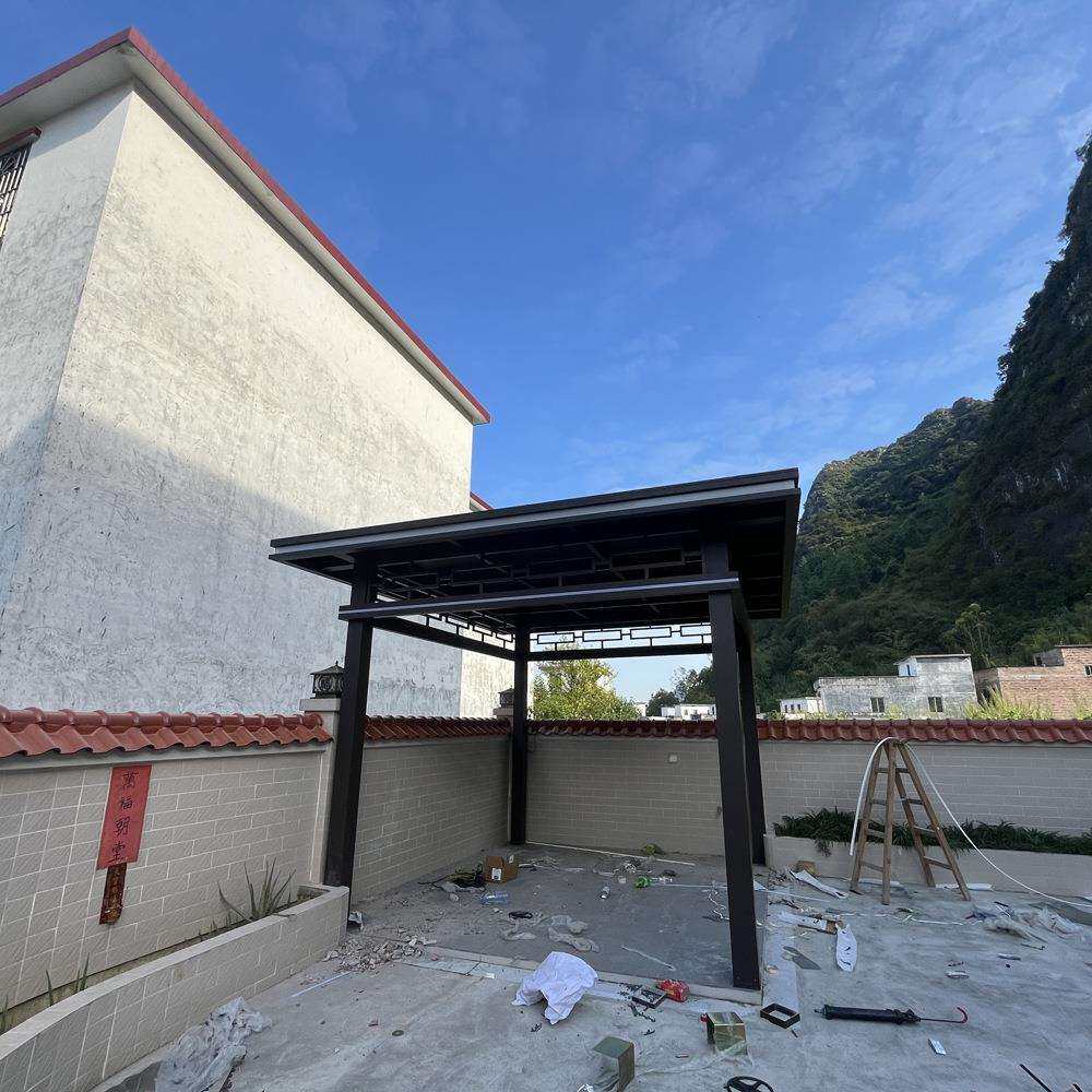 户外庭院简约新中式凉亭铝合金防水遮阳遮雨凉亭简约园林亭子室外