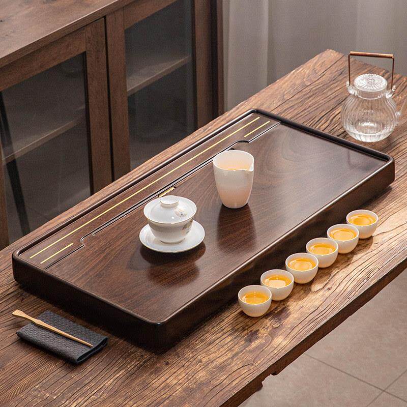 全乌木储排两用实木简易茶盘家用大小排水客厅茶海功夫托盘