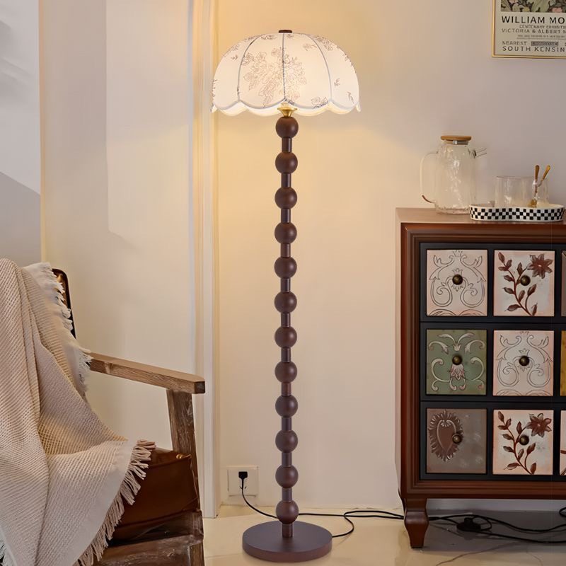 中古风印花布艺圆球落地灯客厅卧室沙发旁装饰灯酒店摆件灯