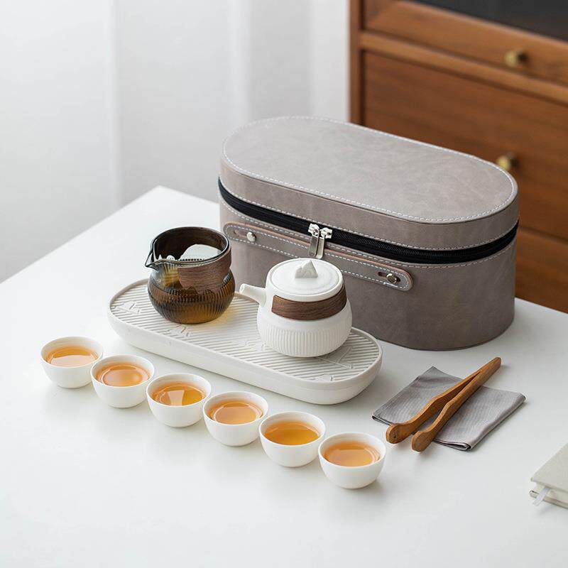 为山陶瓷旅行茶具便携式户外露营办公随身高档套装企业活动节日