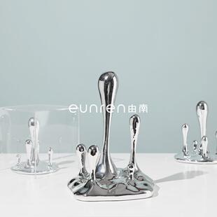 现代简约轻奢创意水滴摆件样板房间售楼处客厅家居电视柜软装 饰品