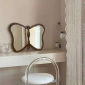 复古蝴蝶镜子法式 饰挂镜背景异形浴室镜 家用卧室化妆镜墙面壁饰装