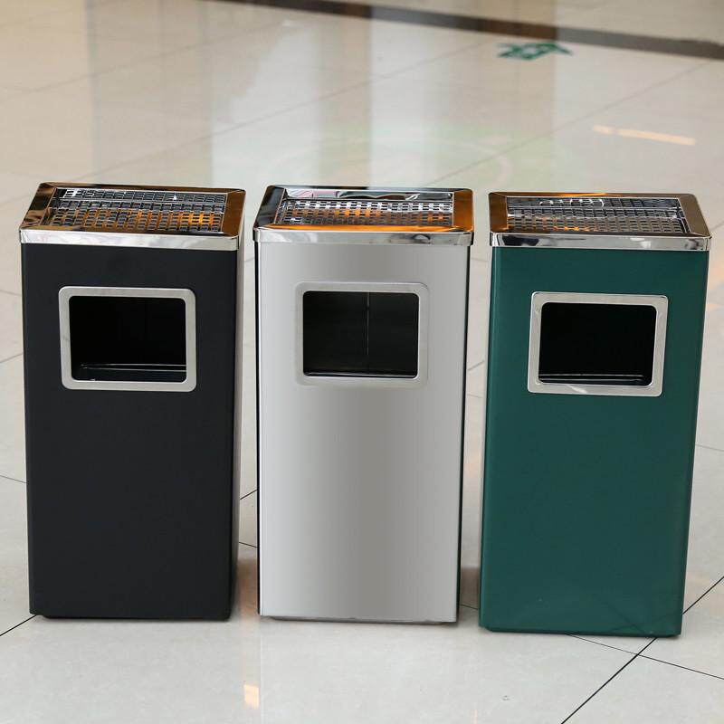 不锈钢酒店大堂垃圾桶烟蒂柱灭烟桶带烟灰缸室外吸烟区电梯口立式