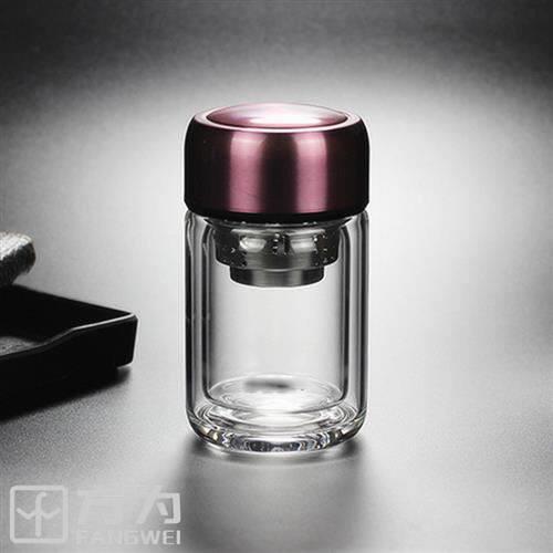创意便携迷你隔热双层玻璃杯小容量水杯子女士透明过滤网