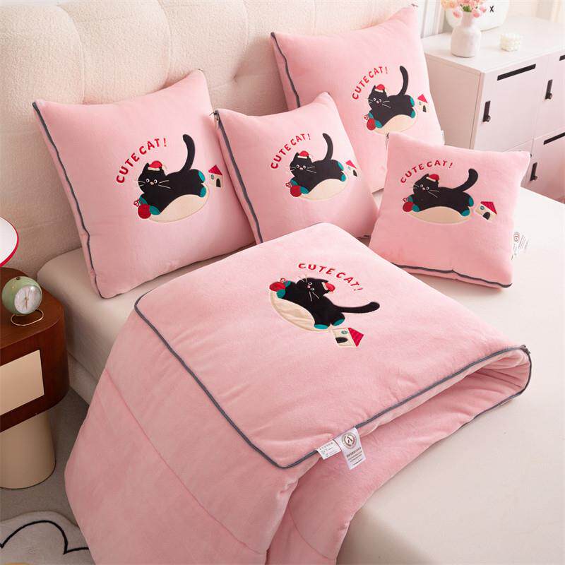 A类牛奶绒抱枕被子两用二合一多功能车载加厚办公室午睡枕头汽车