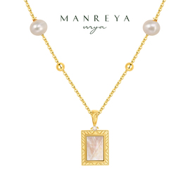 Manreya玛芮雅“甜蜜方糖”淡水珍珠天然贝母项链法式复古精致感