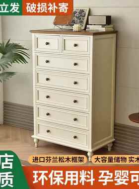 实木美纳式斗卧柜室家用收柜客厅五柜卧室主卧76117复古九斗柜斗