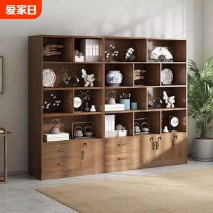 书架客厅落地置物架柜子多层实木色储物柜大书柜收纳桌面格子文件