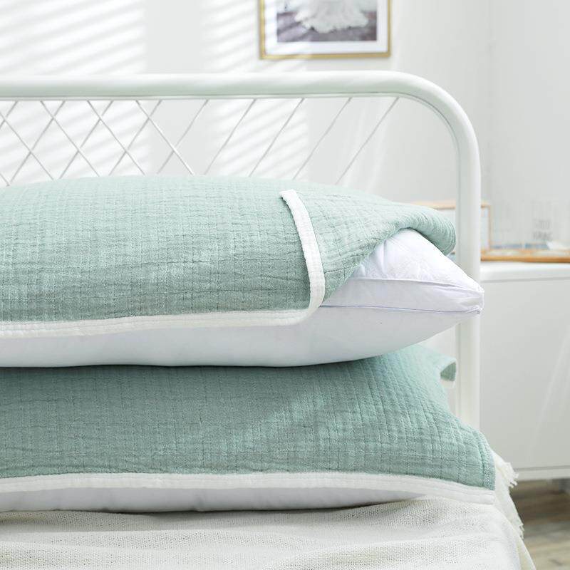 A6L枕巾纯棉一对装式素简约枕头巾用毛巾绑带家款F76S6MS9吸色汗