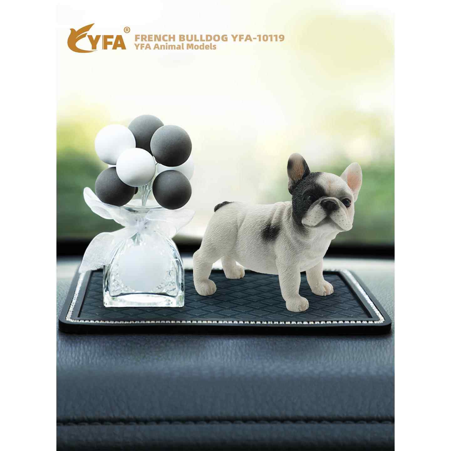 吉佳美YFA新款可爱法国斗牛犬狗模型仿真法牛车内摆件站姿小法斗