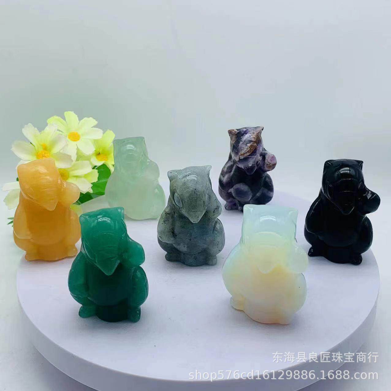 厂家天然拉长石穿山甲兽雕刻摆件 办公室家居摆件