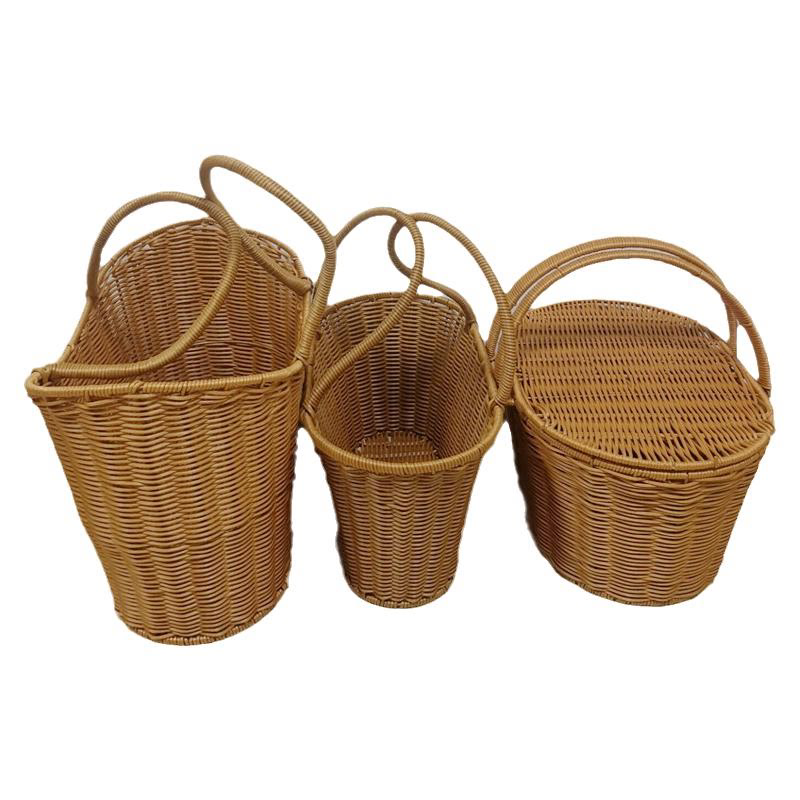 手提篮超市购物篮仿藤编户外大号野餐手提篮家用买菜篮清洁工具篮