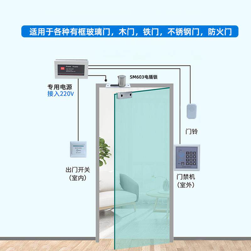 低温防迷你914v门禁电插锁1224v两芯璃门电控锁玻门禁插销锁磁水
