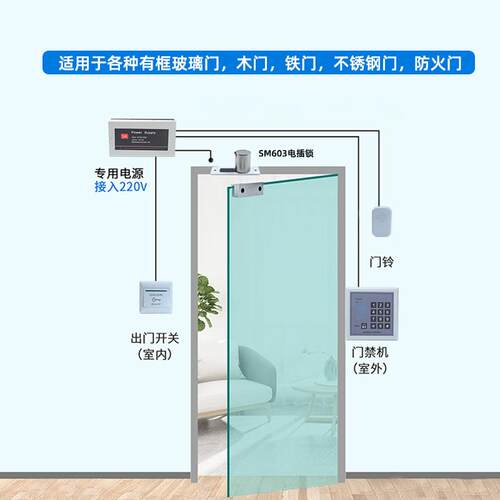 低温防迷你914v门禁电插锁1224v两芯璃门电控锁玻门禁插销锁磁水