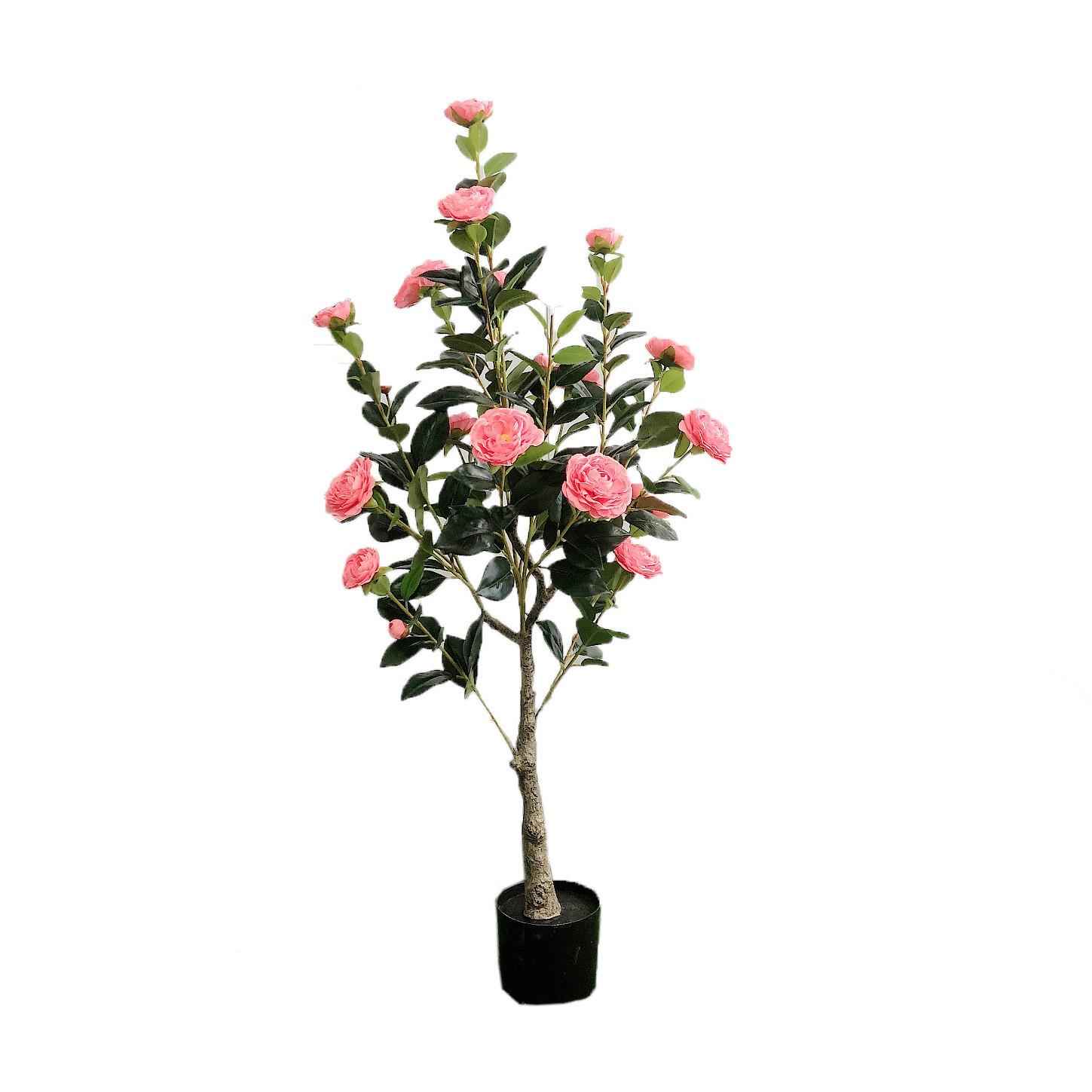 仿真玫瑰花盆栽假月季花客厅餐桌摆件茶花仿真绿植盆栽干花可