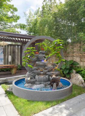 山轮水假山落地流水喷泉风水ETE客厅加湿器玄关景装屏风摆饰件阳
