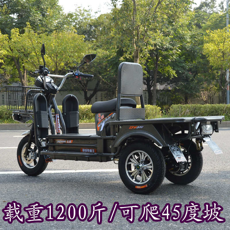 72V载重王电动三轮车山区拉货农用大功率电瓶车摆地摊送餐代步车