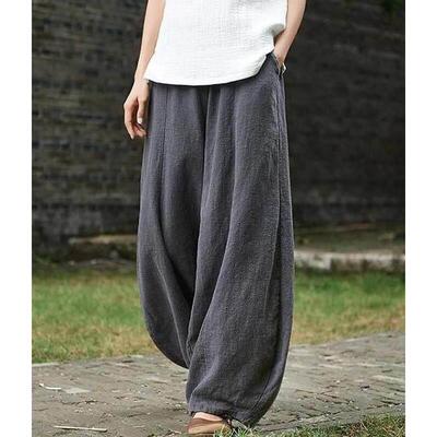 Cotton and linen baggy knickerbockers 日系大码棉麻宽松灯笼裤