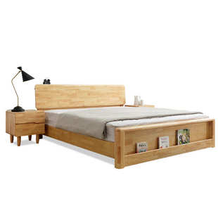 北欧实木床1.8米现代简约1.5米橡胶木小户型酒店公寓房家具双人床