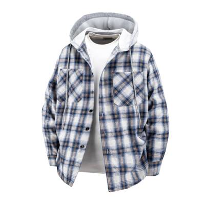 Men's 2-piece set of spring and autumn hooded checkered
