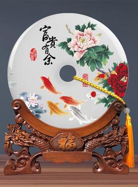 天然玉石平安扣摆件桌面客厅酒柜家居玄关装饰品乔迁新居礼品新家