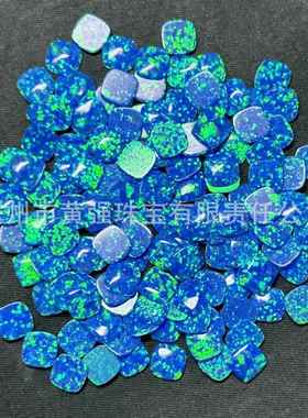 4-8mm人造澳宝肥正方形平底素面戒面白色蓝色粉色合成欧泊石肥方