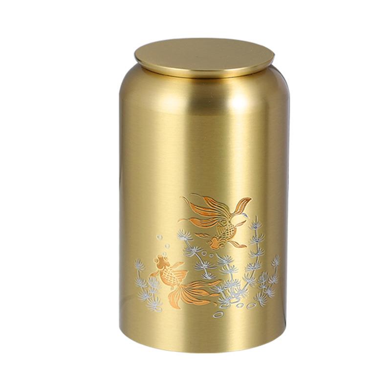 黄铜茶叶罐铜茶罐便携旅行茶具铜制茶道茶叶储存密封罐大号茶罐子