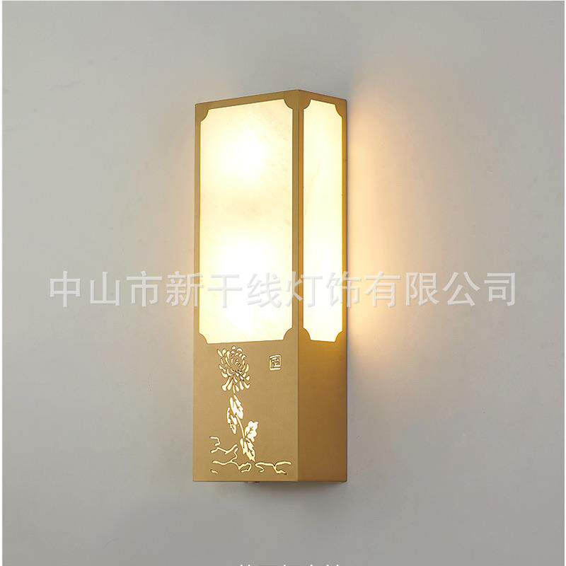 天然云石孔雀壁灯室内氛围墙壁卧室灯新中式现代简约客厅灯饰灯具