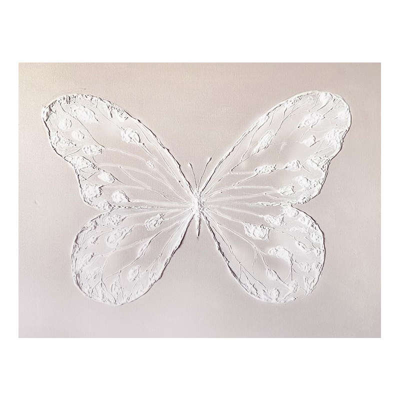 玄关入户纯挂画油画抽象画立体蝴蝶手工肌理奶油手绘客厅装饰画风图片
