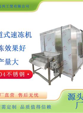 全自动果蔬类隧道式速冻机黄桃罐头全自动速冻机鸡肉速冻设备