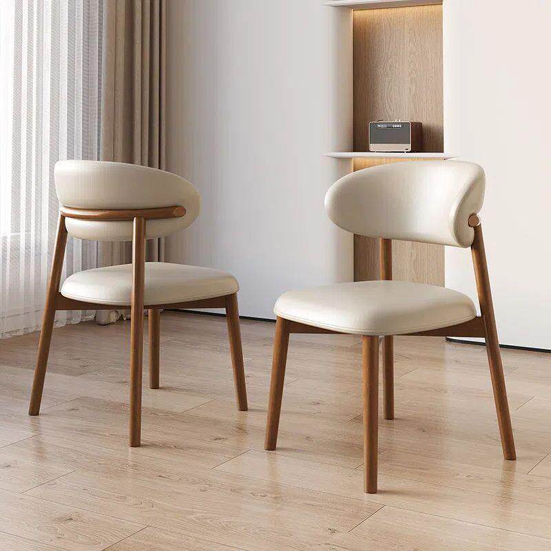 实木餐椅网红奶油风轻奢现代简约北欧靠背椅家用餐厅饭店餐桌椅子