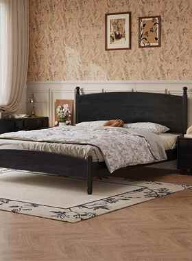 CFE中古风实床现代简小户型主卧白蜡木木高箱气压物床1储.8m双人