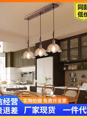 餐厅灯可位移可调节法式中古风复古吧台餐桌吊灯感美式灯具白炽灯
