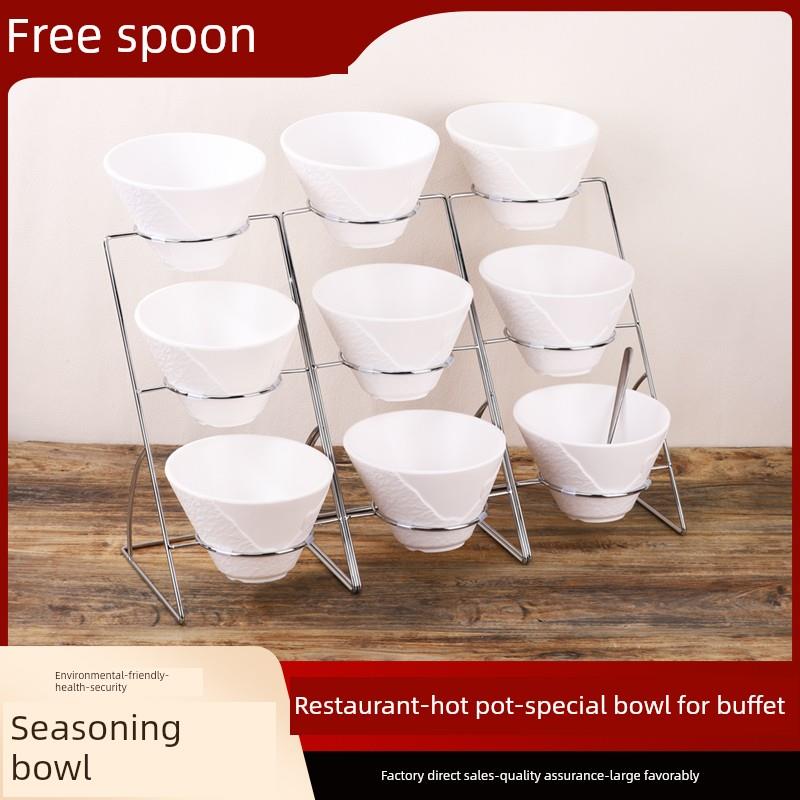 火锅店自助香料架酒店冷盘展示盘小食桌架子材料碗泡菜碗商业配菜