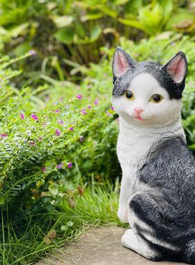 可爱小猫园艺装饰摆饰落地彷真户外花园别墅庭院园林树脂景观动物