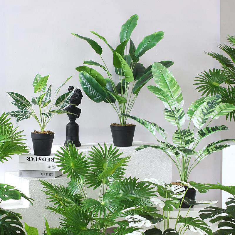 北欧风仿真植物龟背竹盆栽芭蕉叶假绿植庭院摆件家居室内景观盆景