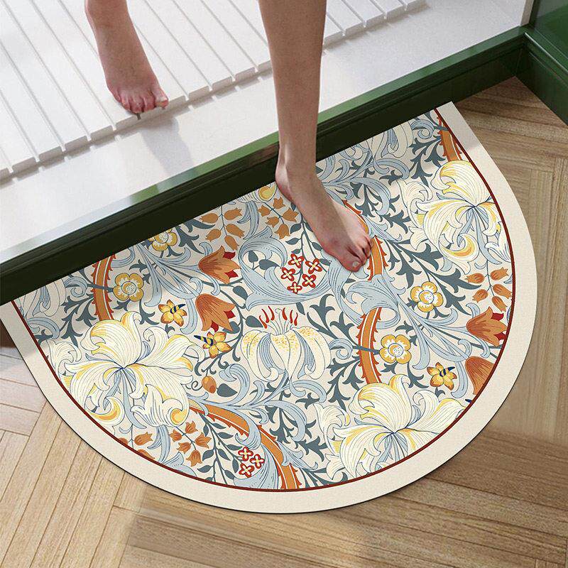浴室地垫软硅藻泥吸水速干垫子卫生间门口防滑脚垫厕所半圆地毯