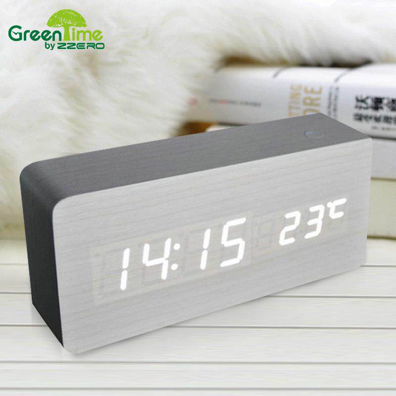 创意木质led数字时钟双显电子木头座钟儿童静音台钟闹钟夜光