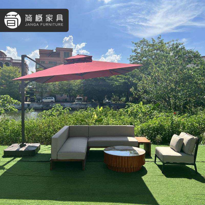 北欧户外沙发庭院花园酒店创意实木沙发茶几全套客厅别墅简约家具