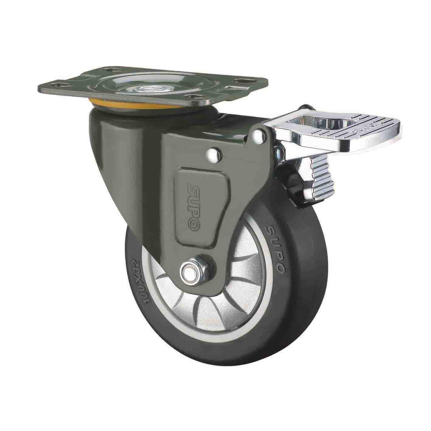 SUPO向荣 3寸 孔顶 带双刹车 聚氨酯 PU 万向脚轮J03S-03A-75-311