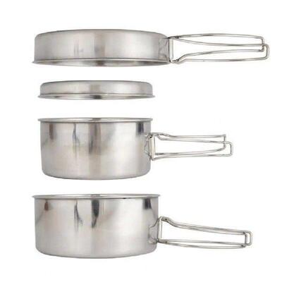 Folding Handle Cookware Stackable Stainless Steel Camping
