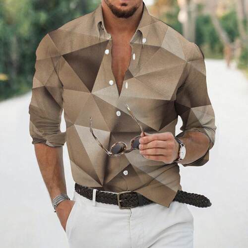 Men's Plaid Print Button Front Shirt, Spring Summer Short