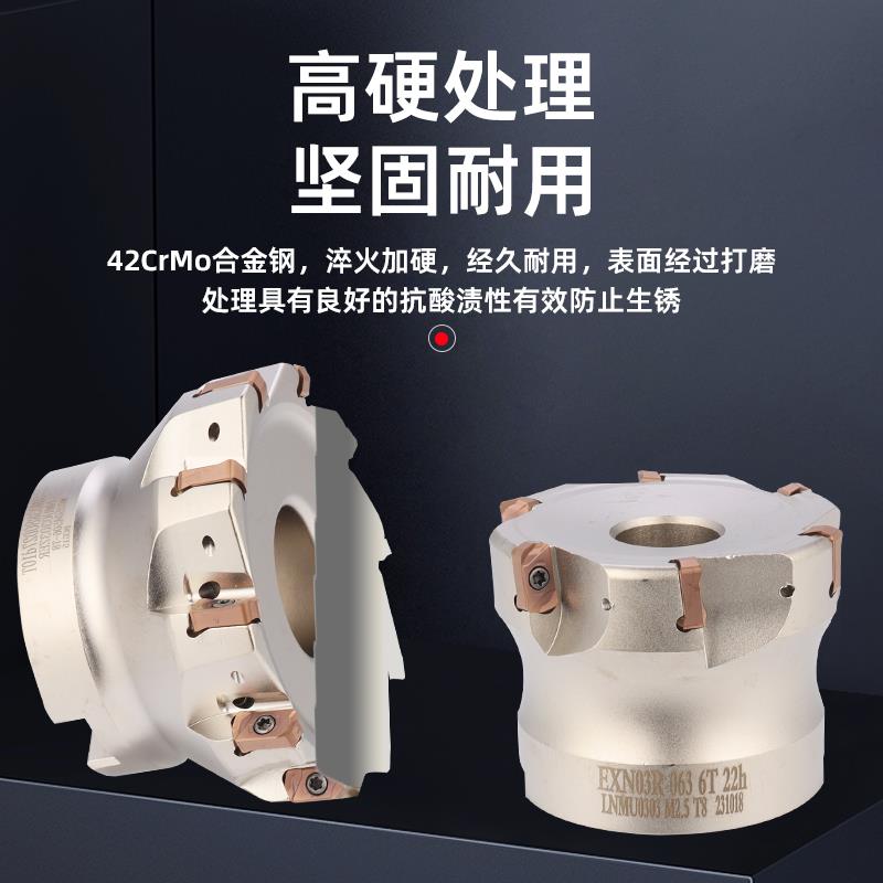 东芝双面开粗内冷出水面铣刀盘EXN03R快进给铣刀盘LNMU0303铣刀片