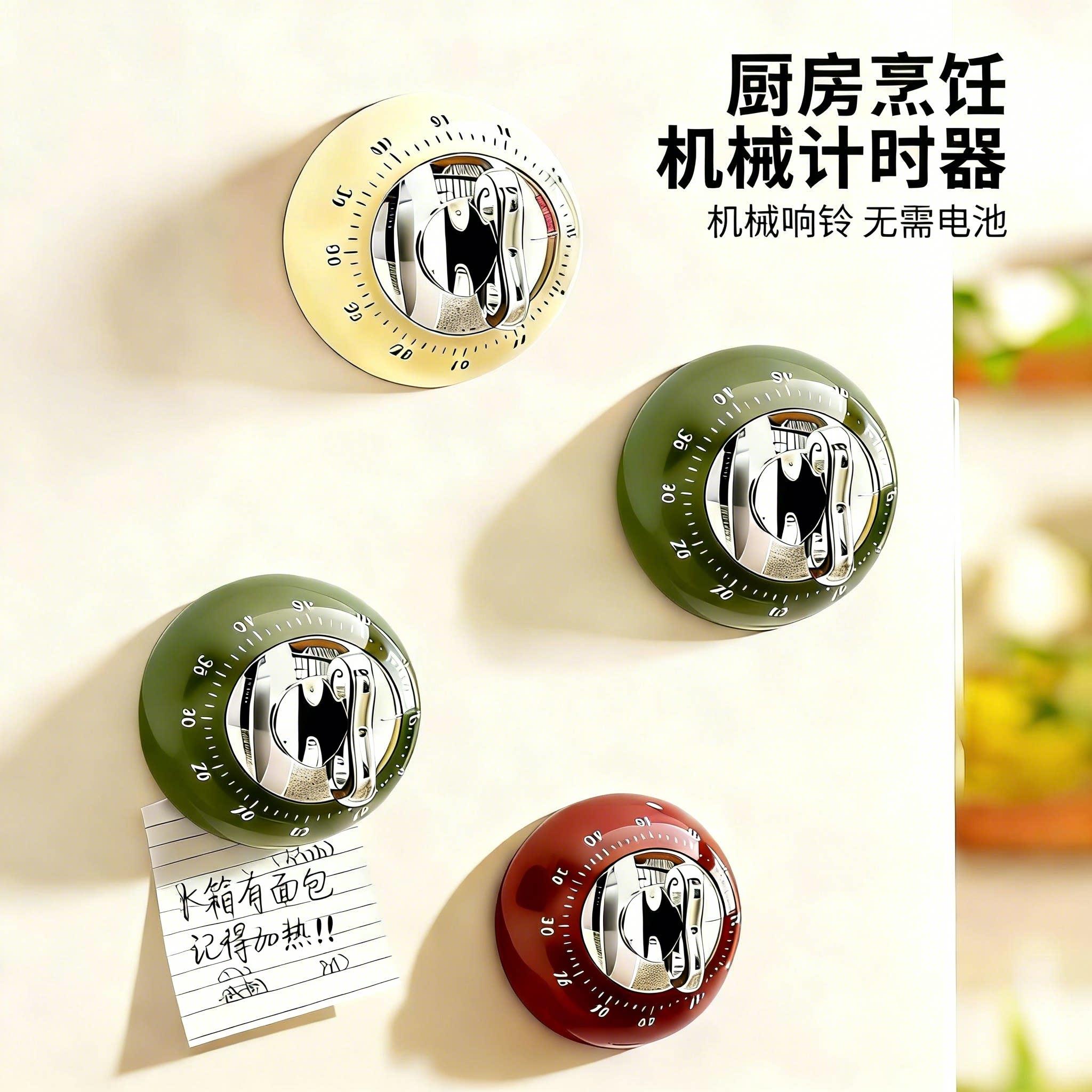 机械磁吸计时器厨房做饭提醒器学生自律学习专用闹钟倒计时定时器
