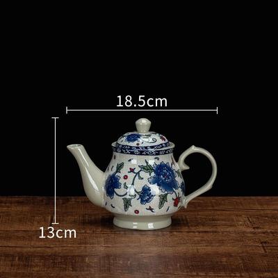 优选瓷器青花瓷蓝牡丹陶瓷大容量瓷茶壶大号单壶泡中式茶壶1升凉