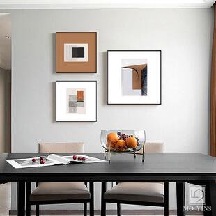 轻奢风格现代简约高档壁画抽象墙面正方形组合餐厅装饰画饭厅挂画