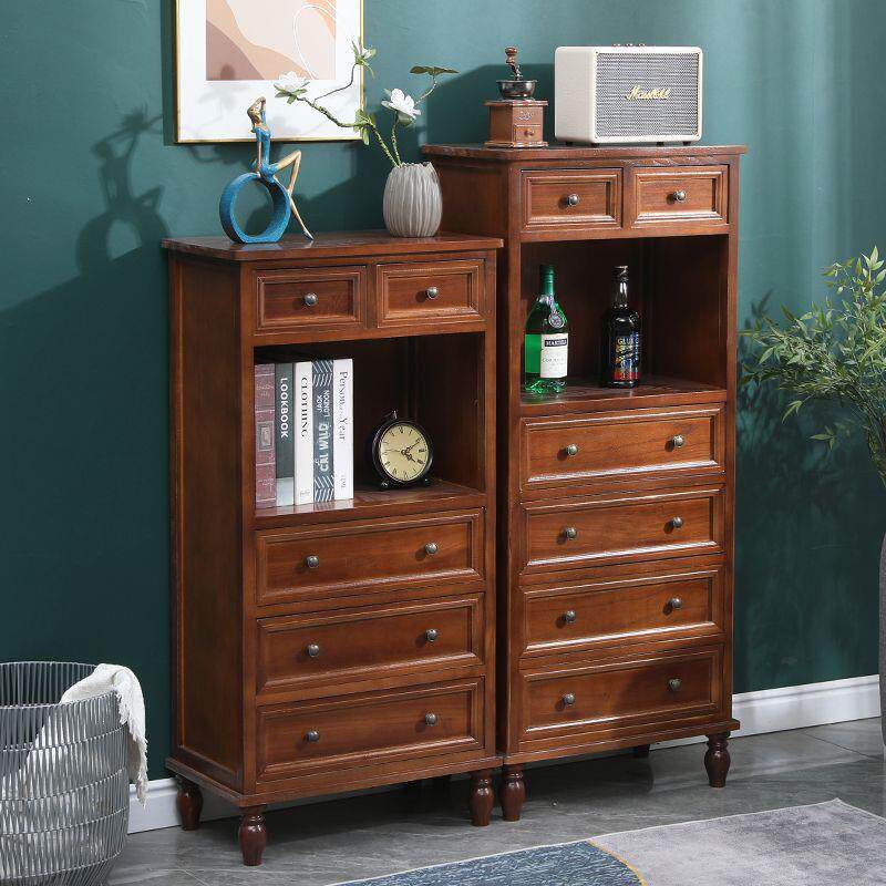 美式实木斗柜多层收纳置物柜客厅轻奢立柜靠墙储物柜新款餐边柜