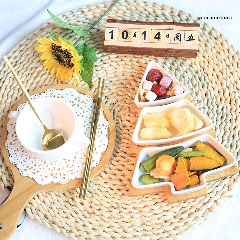 幼儿园餐食美食食谱拍照道具竹托盘日历向日葵摄影背景布小物件儿
