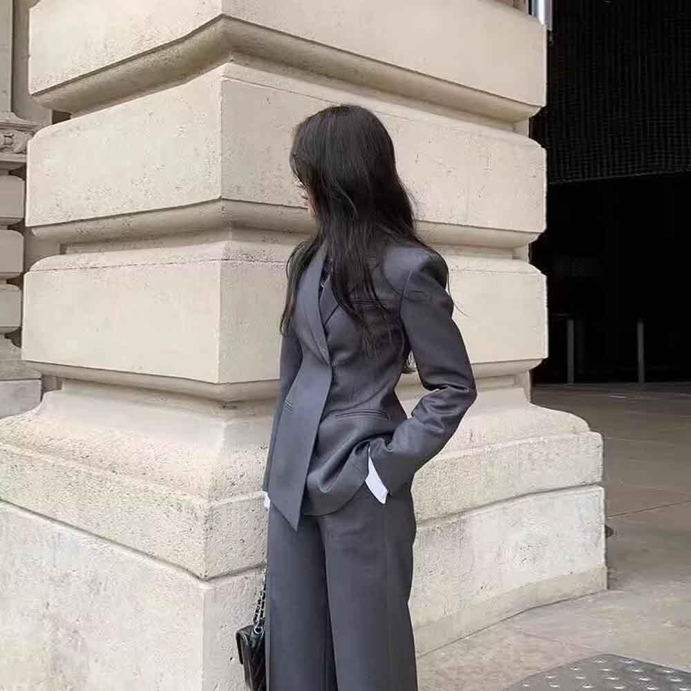 浪险高级感西装套装女2024春秋新款气质收腰显瘦设计感职业西装两