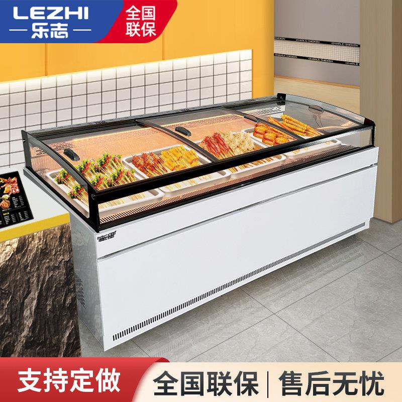 平口风冷商用鸭脖柜水果捞保鲜柜冷藏熟食卤菜卤味冰柜平面展示柜